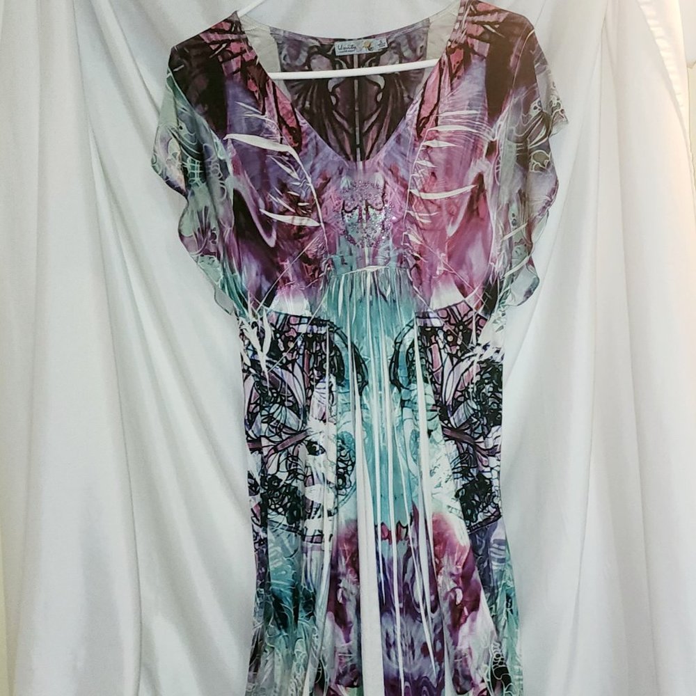 Unity World Wear Multicolor Floral Midi Size Small